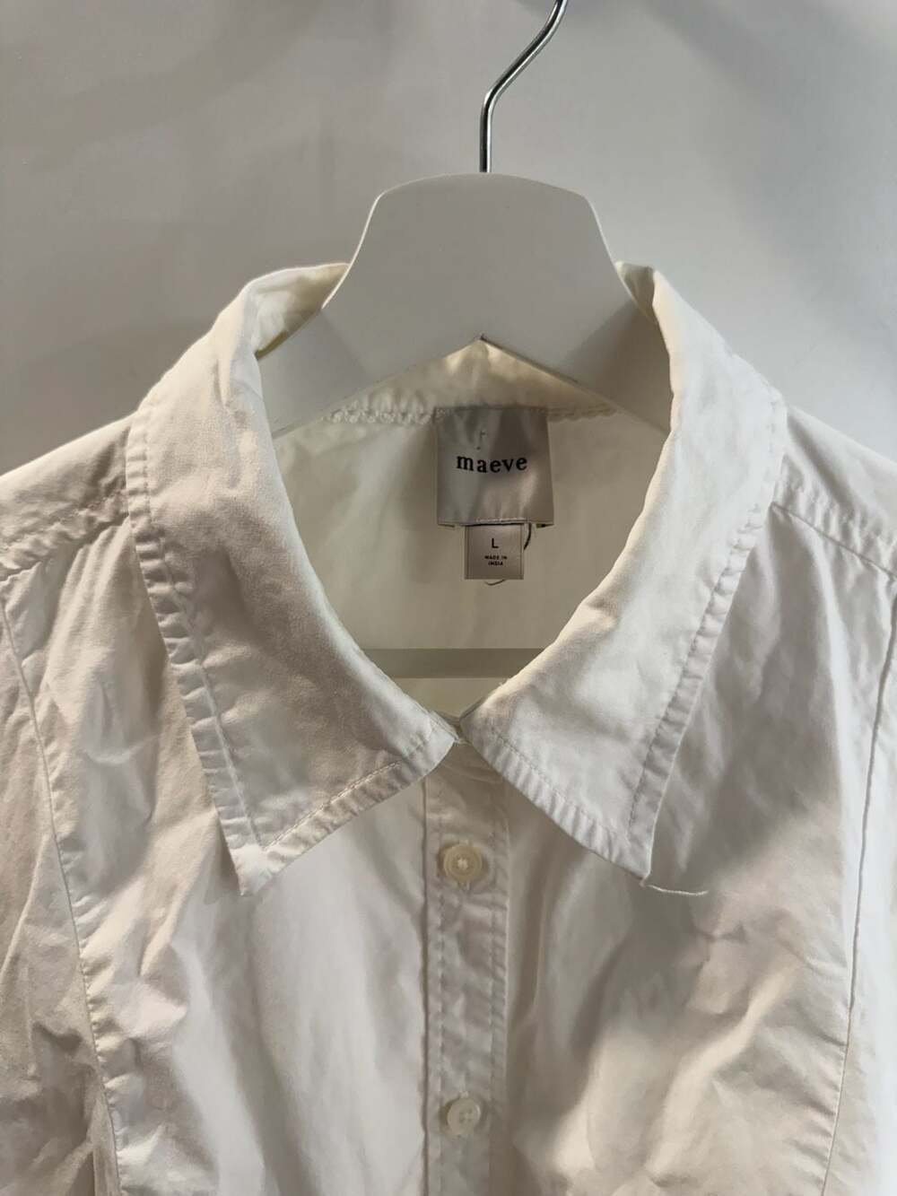 Maeve White Button Down Shirt Size L - Picture 4 of 9